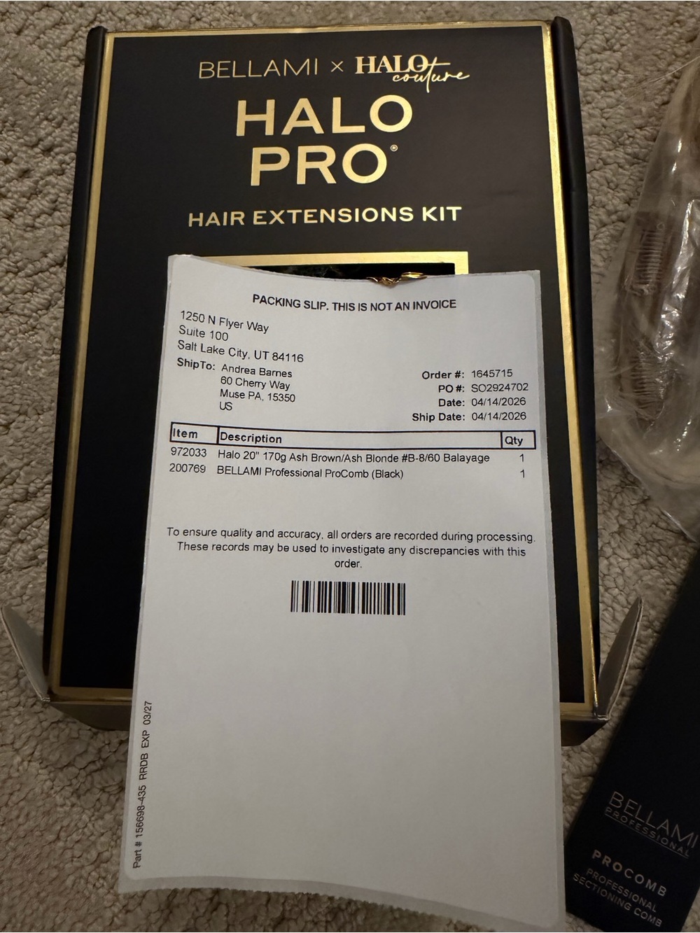 BELLAMI Halo Pro Extensions Kit, Ash Brown/Ash Blonde #8/60 Balayage 20 IN NWT - Picture 5 of 13